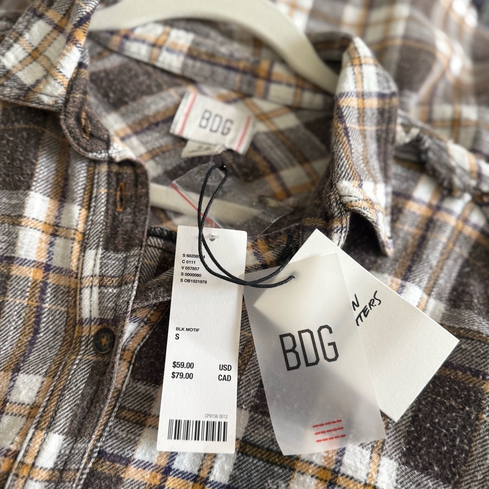 BDG Urban Outfitters Plaid Oversized Crop Shirt Small - Picture 5 of 12
